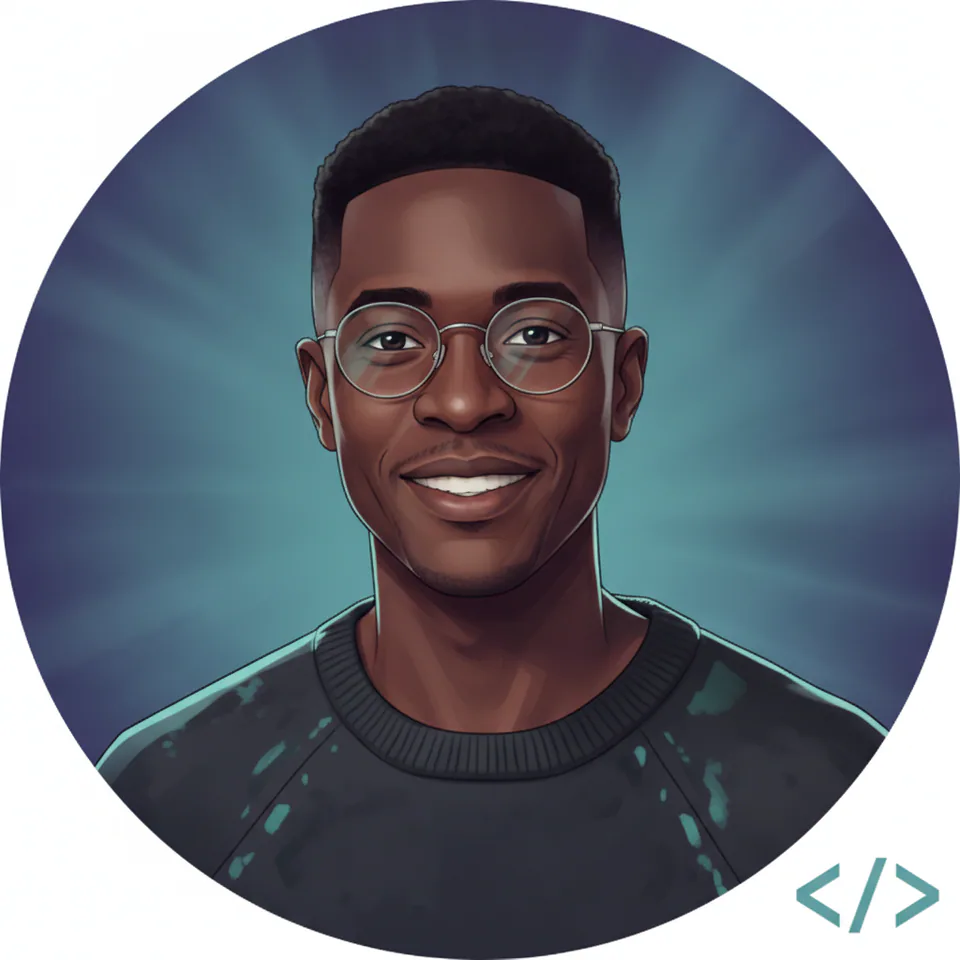 Illustrated portrait of Kwame Asante, Co-Founder and Sim Engineer